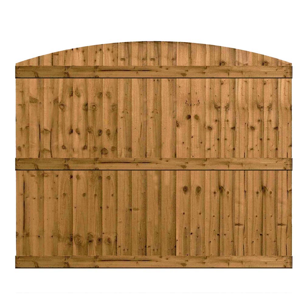 6FT x 5FT Dome Top Closeboard Fence Panel - Pressure Treated Brown