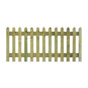 6FT x 3FT Point Top Picket Fence Panel - Pressure Treated Green