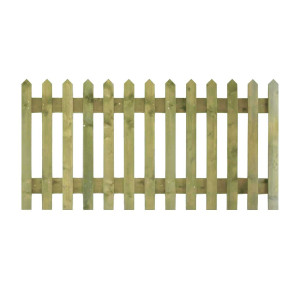 6FT x 4FT Point Top Picket Fence Panel - Pressure Treated Green