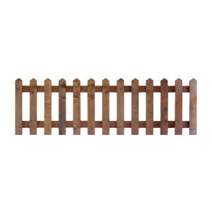 6FT x 2FT Point Top Picket Fence Panel - Pressure Treated Brown