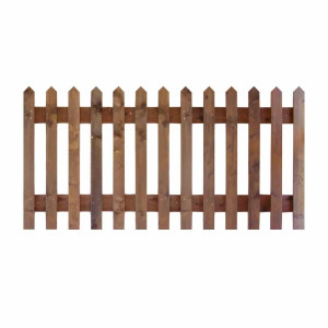 6FT x 4FT Point Top Picket Fence Panel - Pressure Treated Brown