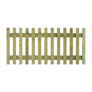 6FT x 3FT Round Top Picket Fence Panel - Pressure Treated Green
