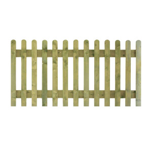 6FT x 4FT Round Top Picket Fence Panel - Pressure Treated Green