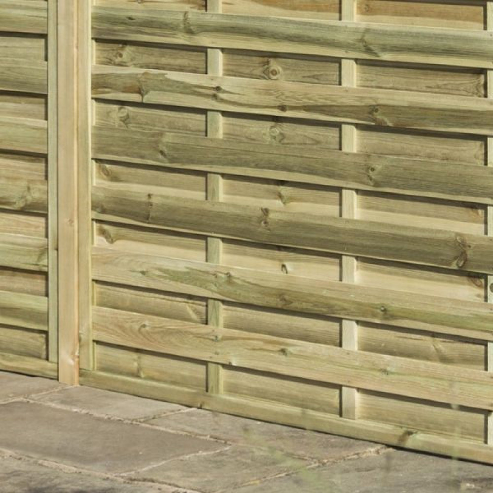 6FT x 6FT Horizontal Double Slatted Panel - Pressure Treated Green