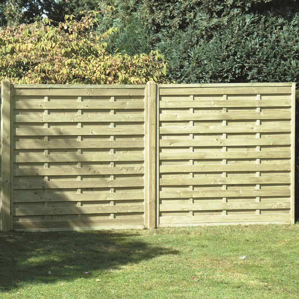 6FT x 5FT Horizontal Double Slatted Panel - Pressure Treated Green