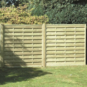 6FT x 6FT Horizontal Double Slatted Panel - Pressure Treated Green