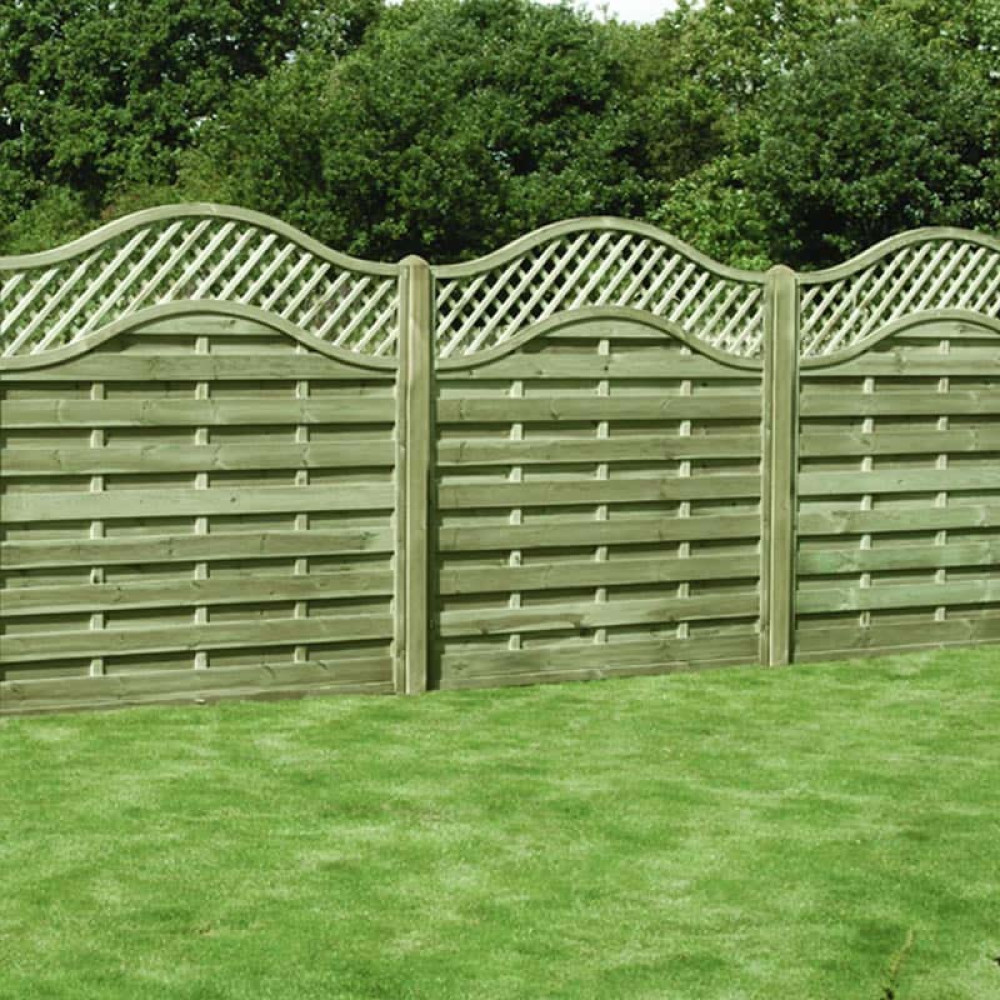6FT x 6FT Omega Lattice Decorative Fence Panel - Pressure Treated Green