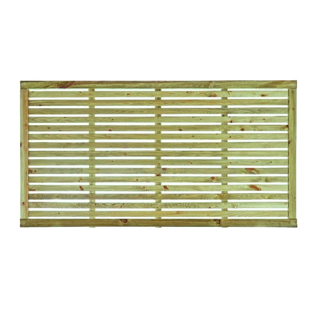 6FT x 3FT Horizontal Single Slatted Fence Panel - Pressure Treated Green