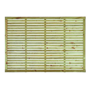 6FT x 4FT Horizontal Single Slatted Fence Panel - Pressure Treated Green