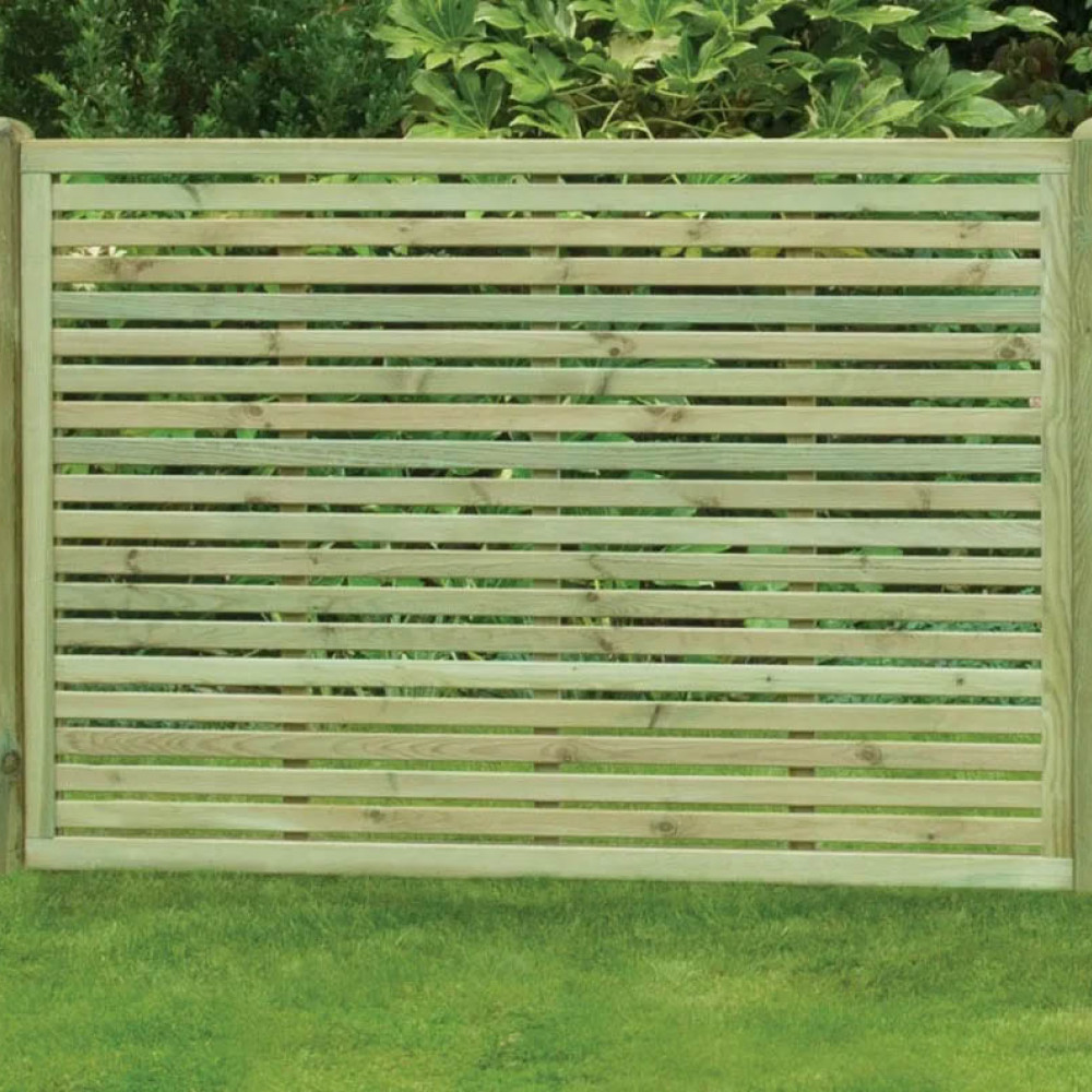 6FT x 3FT Horizontal Single Slatted Fence Panel - Pressure Treated Green