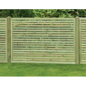 6FT x 3FT Horizontal Single Slatted Fence Panel - Pressure Treated Green