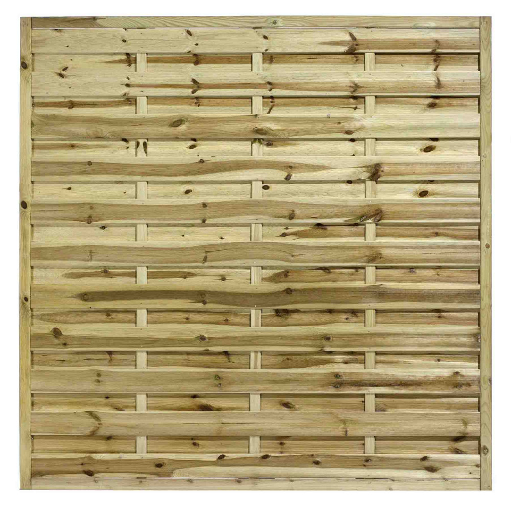 6FT x 6FT Horizontal Double Slatted Panel - Pressure Treated Green