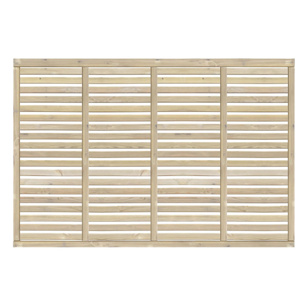 6FT x 4FT Horizontal Single Slatted Fence Panel - Pressure Treated Green