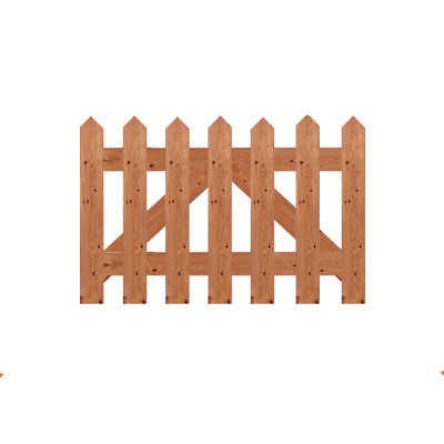 Brown Pressure Treated 0.6M x 0.9M Point Top Picket Gate