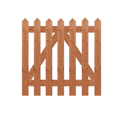 Brown Pressure Treated 0.9M x 0.9M Point Top Picket Gate