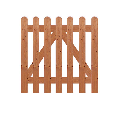 Brown Pressure Treated 0.9M x 0.9M Round Top Picket Gate