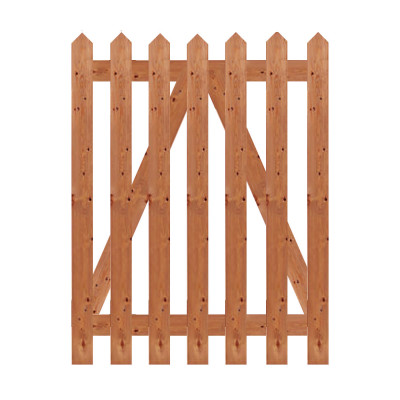 Brown Pressure Treated 1.2M x 0.9M Point Top Picket Gate