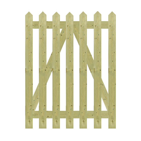 Green Pressure Treated 1.2M x 0.9M Point Top Picket Gate