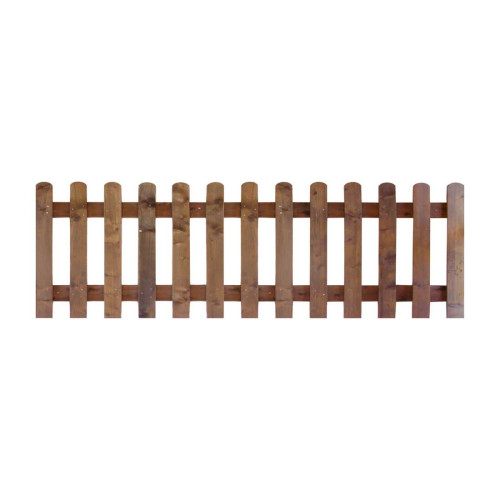 6FT x 2FT Round Top Picket Fence Panel - Pressure Treated Brown