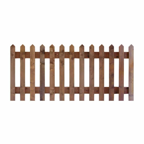 6FT x 3FT Point Top Picket Fence Panel - Pressure Treated Brown