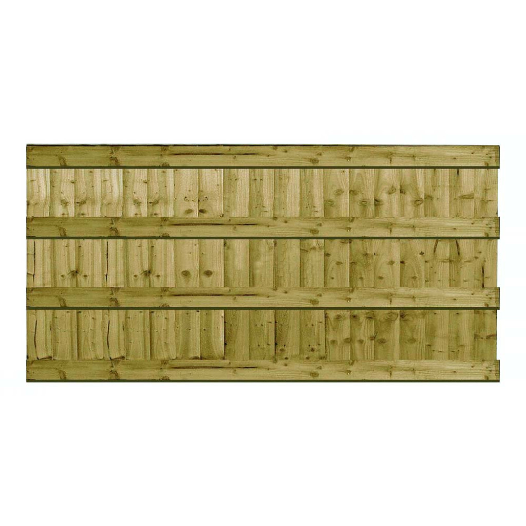 6FT x 3FT Ultra Heavy Duty Closeboard Fence Panel - Pressure Treated Green