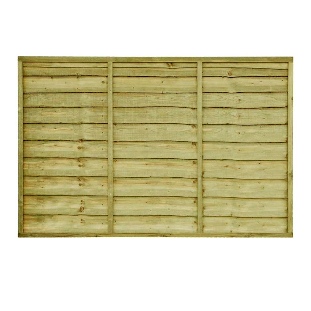 6FT x 4FT Waney Lap Fence Panel - Pressure Treated Green