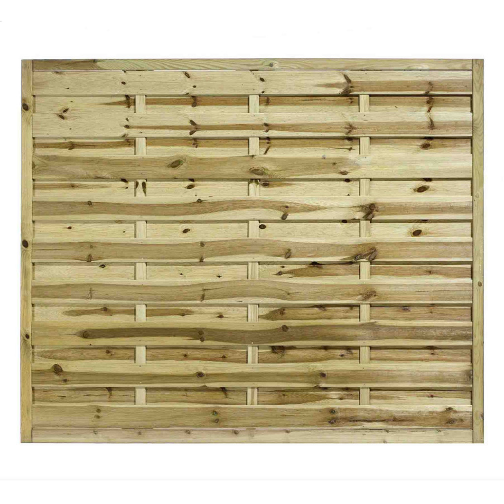 6FT x 5FT Horizontal Double Slatted Panel - Pressure Treated Green