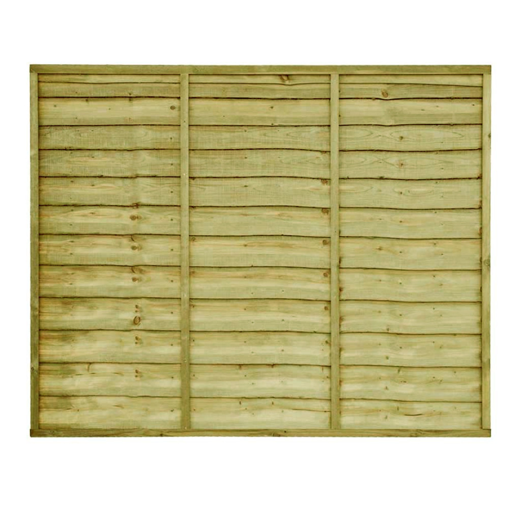 6FT x 5FT Waney Lap Fence Panel - Pressure Treated Green