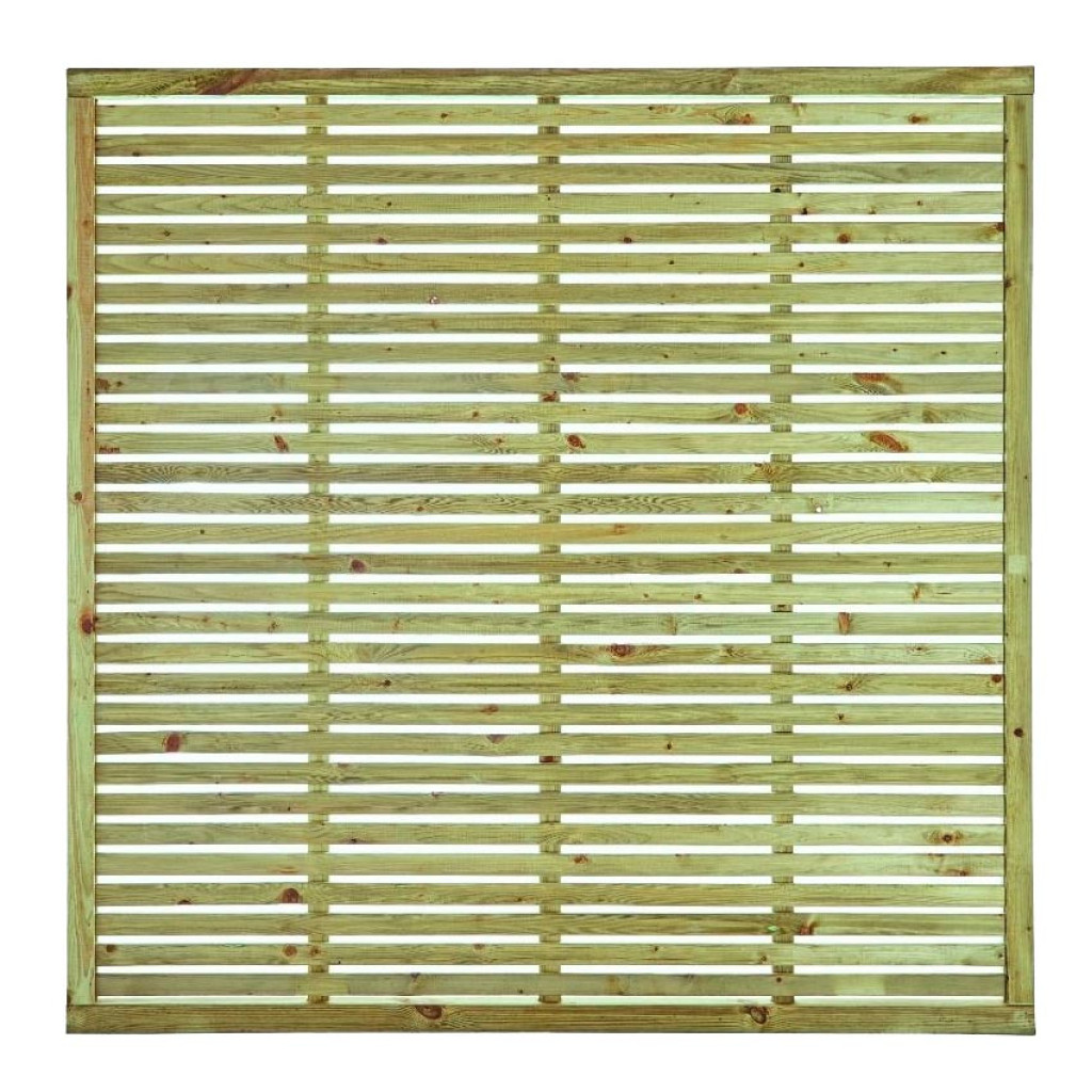 6FT x 6FT Horizontal Single Slatted Fence Panel - Pressure Treated Green