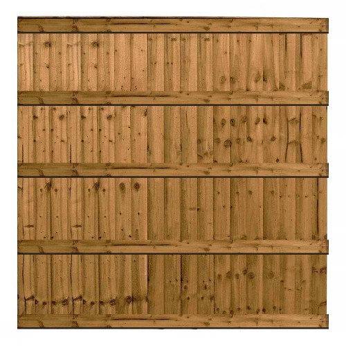 6FT x 6FT Ultra Heavy Duty Closeboard Fence Panel - Pressure Treated Brown