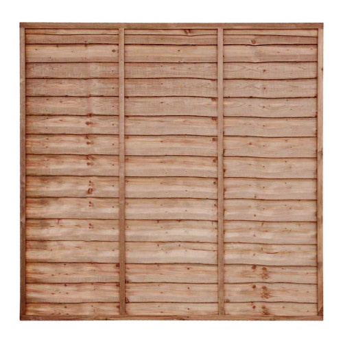 6FT x 6FT Waney Lap Fence Panel - Pressure Treated Brown