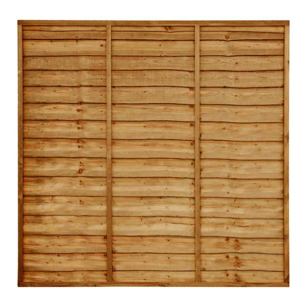 6FT x 6FT Waney Lap Fence Panel - Pressure Treated Brown