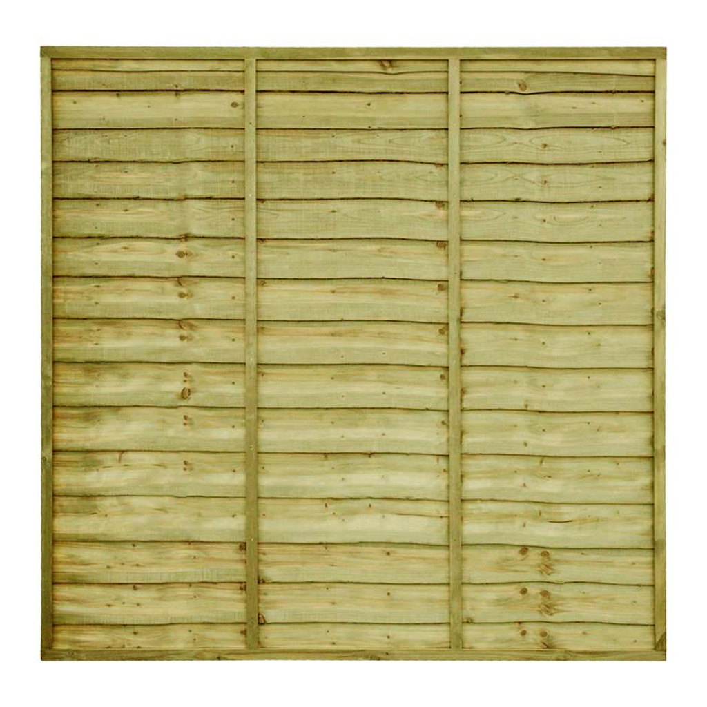 6FT x 6FT Waney Lap Fence Panel - Pressure Treated Green