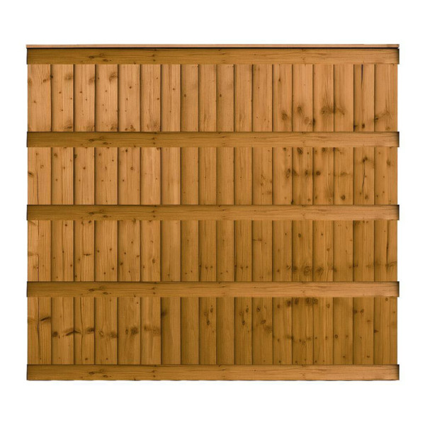 6FT x 5FT 6 Inch Ultra Heavy Duty Closeboard Fence Panel - Pressure Treated Brown