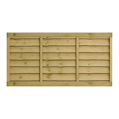 6FT x 3FT Waney Lap Fence Panel - Pressure Treated Green/Natural