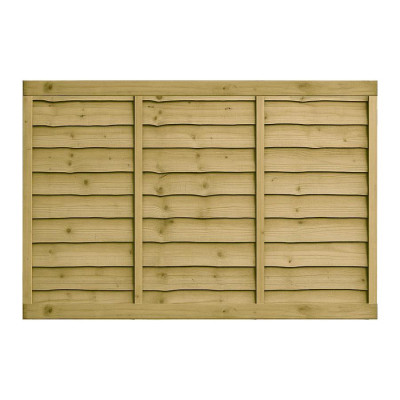 6FT x 4FT Waney Lap Fence Panel - Pressure Treated Green/Natural