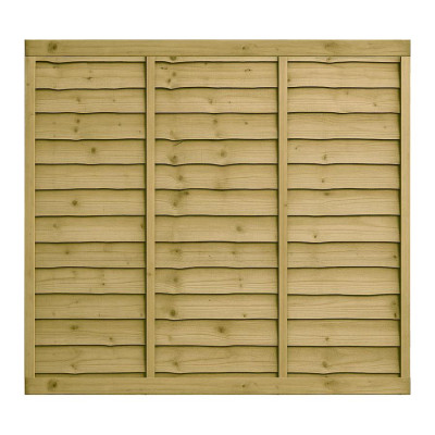 6FT x 5FT 6 Inch Waney Lap Fence Panel - Pressure Treated Green/Natural