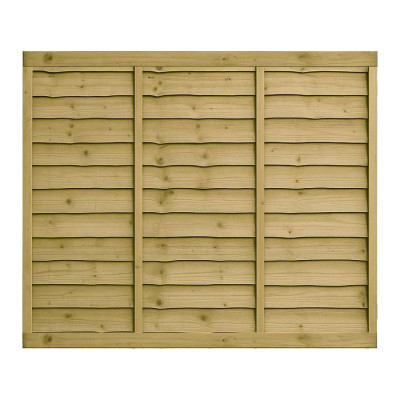 6FT x 5FT Waney Lap Fence Panel - Pressure Treated Green/Natural