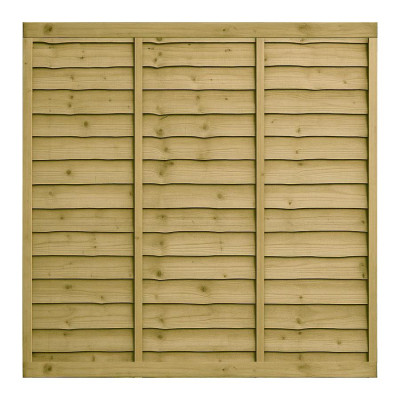 6FT x 6FT Waney Lap Fence Panel - Pressure Treated Green/Natural