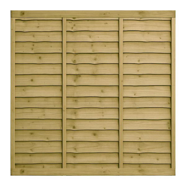6FT x 6FT Waney Lap Fence Panel - Pressure Treated Green