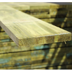 2.4M x 150MM Wooden Gravel Board - Pressure Treated Green
